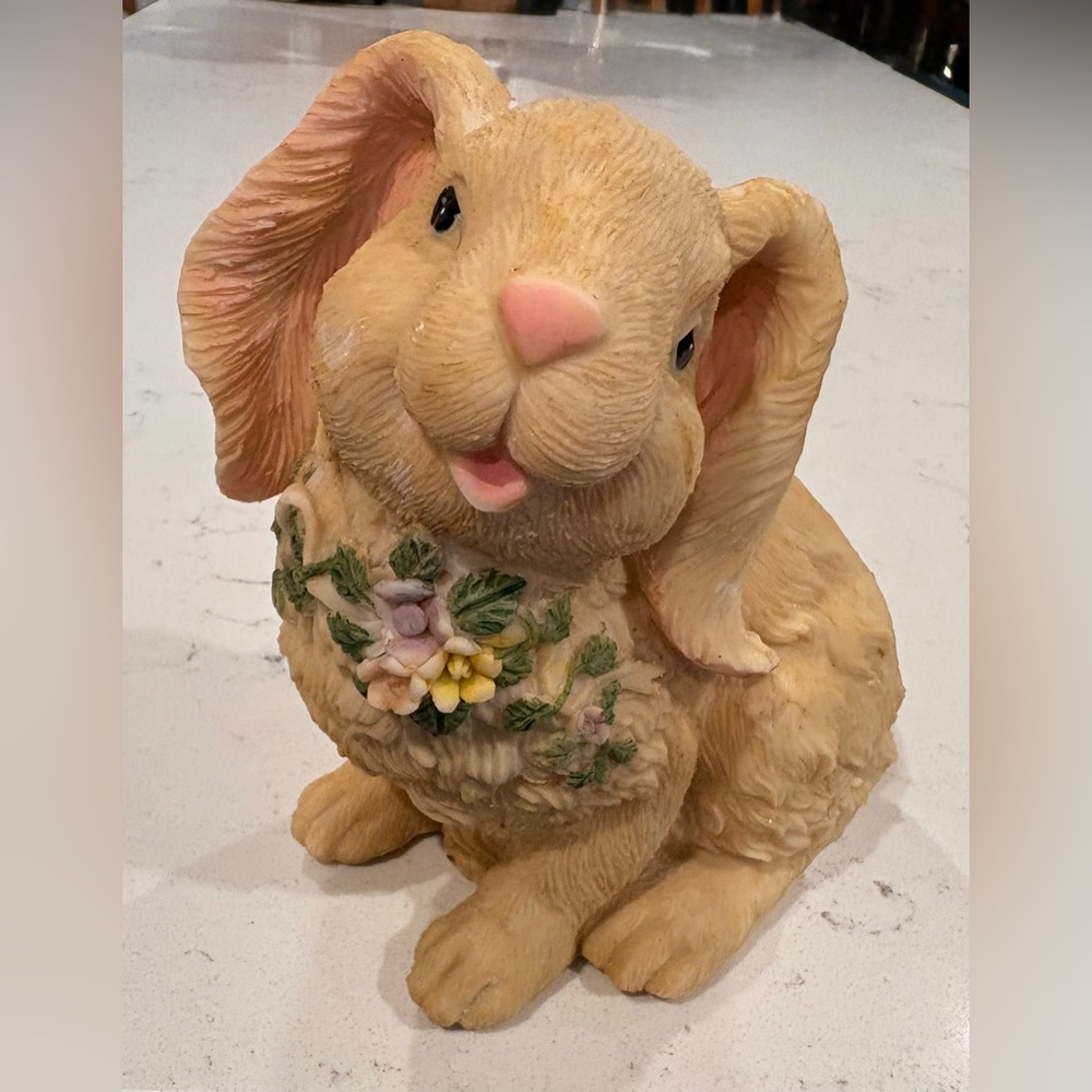 Charming Tan Resin Rabbit Figurine